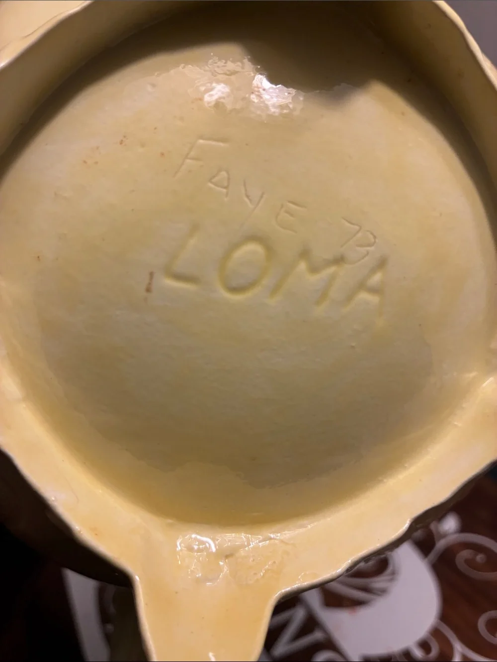 LOMA Yellow Ceramic Teapot Decorative Home Art Mud Century missing top